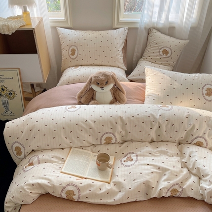 91家纺网 家纺一手货源 找家纺 （总）2024新款AB版40支全棉13372ins卡通可爱风四件套