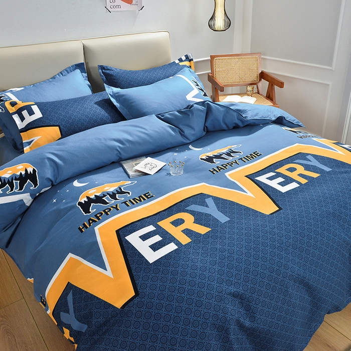 91家纺网 家纺一手货源 找家纺 北部居 2024新款加厚化纤四件套 缤纷青春