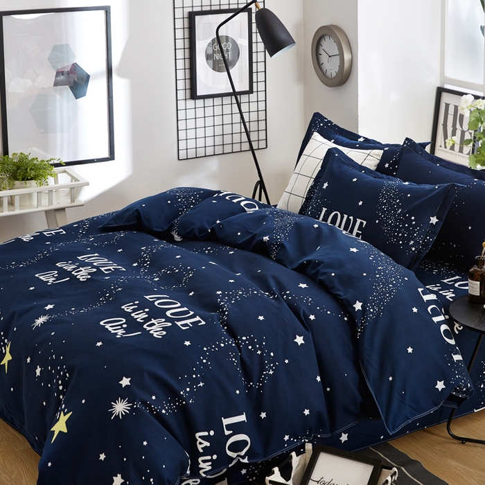 91家纺网 家纺一手货源 找家纺 北部居 2024新款加厚化纤四件套 夜空love