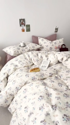 91家纺网 家纺一手货源 找家纺 安莱生活 2024新款高奢全棉新疆棉双层纱四件套 慵懒午后