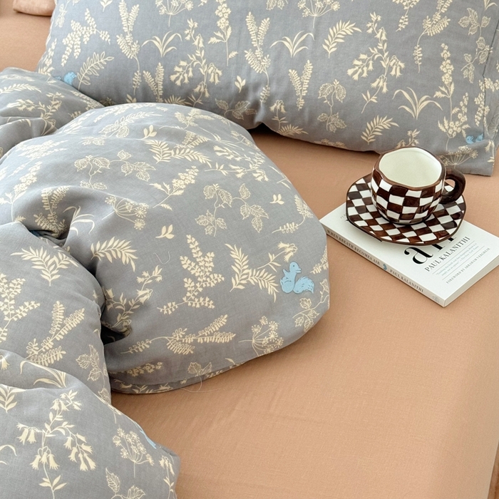 91家纺网 家纺一手货源 找家纺 安莱生活 2024新款高奢全棉新疆棉双层纱四件套 森屿