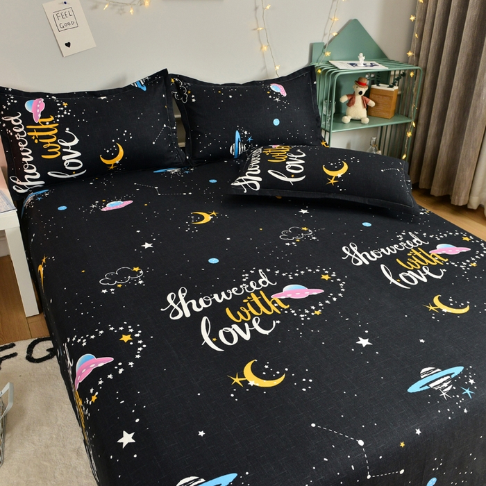 91家纺网 家纺一手货源 找家纺 北部居 2024新款加厚化纤四件套 恒星