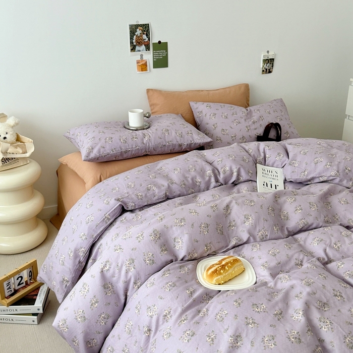 91家纺网 家纺一手货源 找家纺 安莱生活 2024新款高奢全棉新疆棉双层纱四件套 海棠花黄