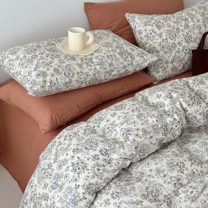 91家纺网 家纺一手货源 找家纺 安莱生活 2024新款高奢全棉新疆棉双层纱四件套 赫本