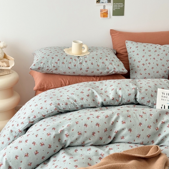 91家纺网 家纺一手货源 找家纺 安莱生活 2024新款高奢全棉新疆棉双层纱四件套 中古花