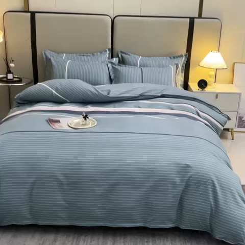 91家纺网 家纺一手货源 找家纺 北部居 2024新款加厚化纤四件套 浪漫-灰