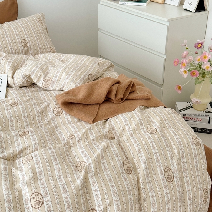 91家纺网 家纺一手货源 找家纺 安莱生活 2024新款高奢全棉新疆棉双层纱四件套 赫本小姐