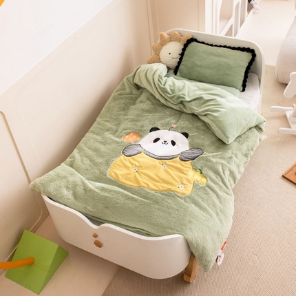 91家纺网 家纺一手货源 找家纺 （总）喜多兔 2024新款全消光牛奶绒超无光仿兔毛绒幼儿园三件套