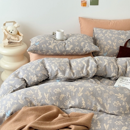 91家纺网 家纺一手货源 找家纺 安莱生活 2024新款高奢全棉新疆棉双层纱四件套 森屿