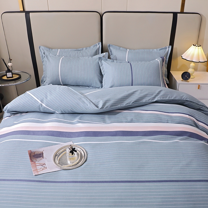 91家纺网 家纺一手货源 找家纺 北部居 2024新款加厚化纤四件套 浪漫-灰