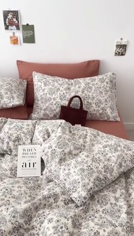 91家纺网 家纺一手货源 找家纺 安莱生活 2024新款高奢全棉新疆棉双层纱四件套 赫本