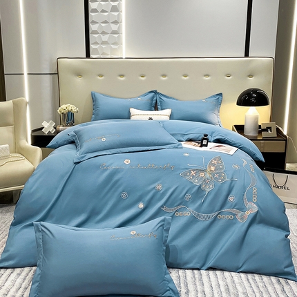 91家纺网 家纺一手货源 找家纺 （总）帝菲妮 2025新款优肤棉刺绣四件套-蝶舞