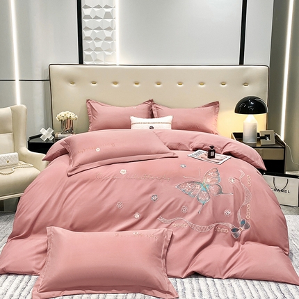 91家纺网 家纺一手货源 找家纺 （总）帝菲妮 2025新款优肤棉刺绣四件套-蝶舞