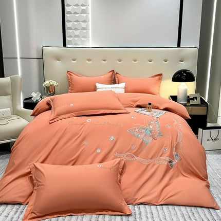 91家纺网 家纺一手货源 找家纺 （总）帝菲妮 2025新款优肤棉刺绣四件套-蝶舞