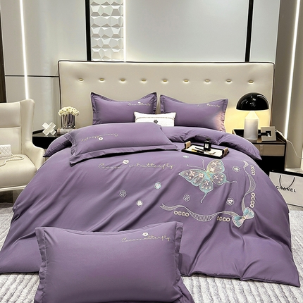 91家纺网 家纺一手货源 找家纺 （总）帝菲妮 2025新款优肤棉刺绣四件套-蝶舞