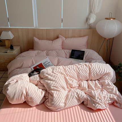 91家纺网 家纺一手货源 找家纺 （总）雅居纺家纺 2024新款色织水洗棉四件套