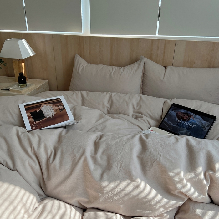 91家纺网 家纺一手货源 找家纺 雅居纺家纺 2024新款色织水洗棉四件套 千鸟格卡其