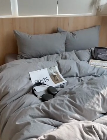 91家纺网 家纺一手货源 找家纺 雅居纺家纺 2024新款色织水洗棉四件套 千鸟格灰