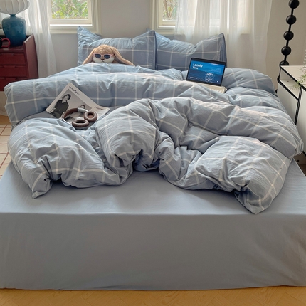 91家纺网 家纺一手货源 找家纺 （总）雅居纺家纺 2024新款色织水洗棉四件套