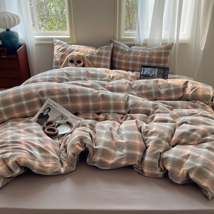 91家纺网 家纺一手货源 找家纺 （总）雅居纺家纺 2024新款色织水洗棉四件套