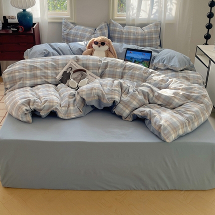 91家纺网 家纺一手货源 找家纺 （总）雅居纺家纺 2024新款色织水洗棉四件套