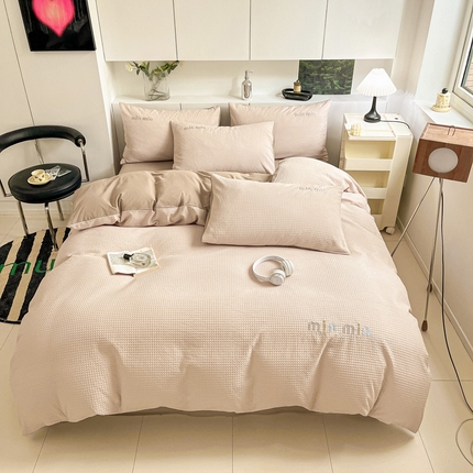 91家纺网 家纺一手货源 找家纺 （总）雅居纺家纺 2024新款全棉华夫格绣花四件套