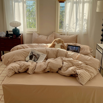 91家纺网 家纺一手货源 找家纺 （总）雅居纺家纺 2024新款色织水洗棉四件套