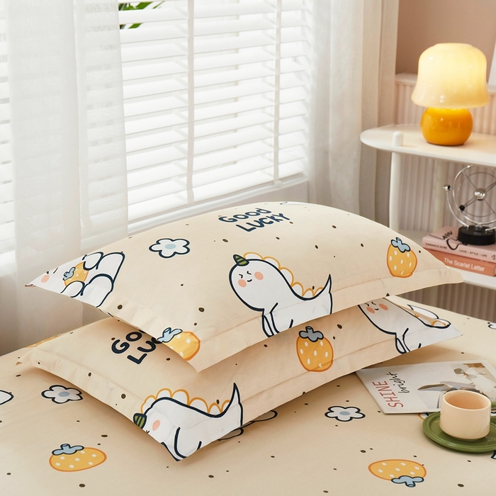 91家纺网 家纺一手货源 找家纺 名优家纺 2024新款13070全棉印花系列单品枕套 恐龙假日