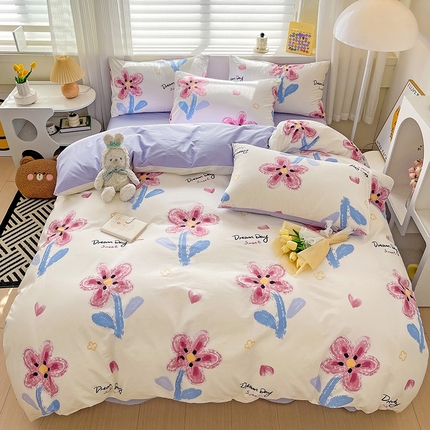 91家纺网 家纺一手货源 找家纺 （总）富馨莱 2024年新款13372纯棉小清新四件套