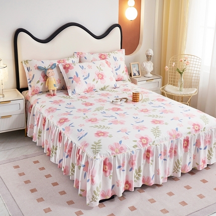 名优家纺 2024新款13070全棉印花系列单床裙 白兰朵