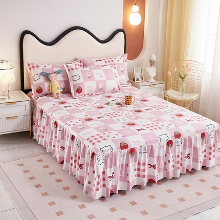 名优家纺 2024新款13070全棉印花系列单床裙 可可里甜