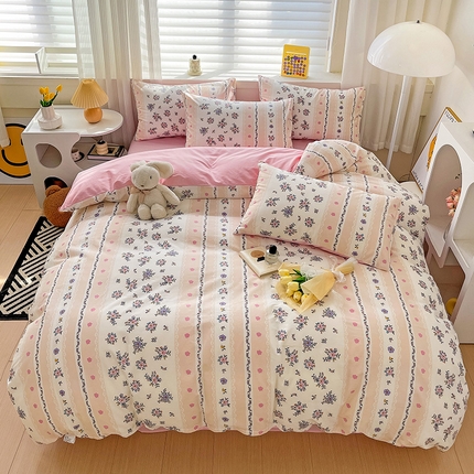 91家纺网 家纺一手货源 找家纺 （总）富馨莱 2024年新款13372纯棉小清新四件套