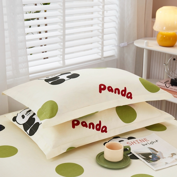 91家纺网 家纺一手货源 找家纺 名优家纺 2024新款13070全棉印花系列单品枕套 可爱熊猫