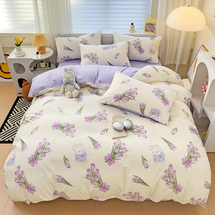 91家纺网 家纺一手货源 找家纺 （总）富馨莱 2024年新款13372纯棉小清新四件套