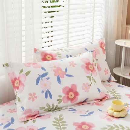 名优家纺 2024新款13070全棉印花系列单品枕套 白兰朵