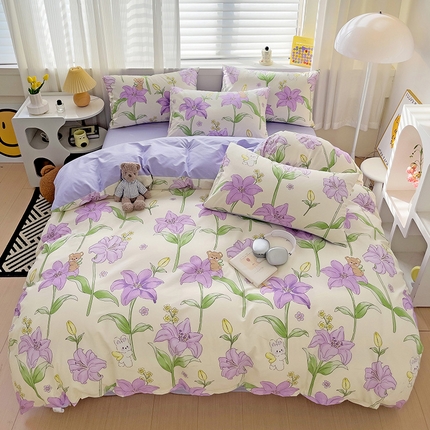 91家纺网 家纺一手货源 找家纺 （总）富馨莱 2024年新款13372纯棉小清新四件套