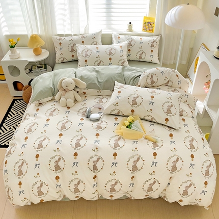 91家纺网 家纺一手货源 找家纺 （总）富馨莱 2024年新款13372纯棉小清新四件套