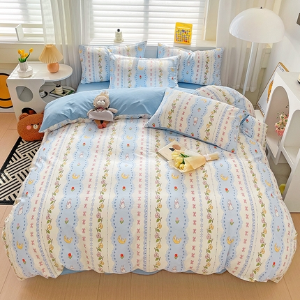 91家纺网 家纺一手货源 找家纺 （总）富馨莱 2024年新款13372纯棉小清新四件套