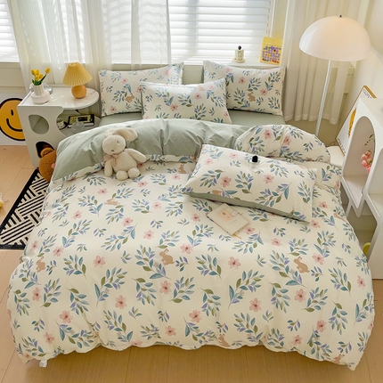 91家纺网 家纺一手货源 找家纺 （总）富馨莱 2024年新款13372纯棉小清新四件套