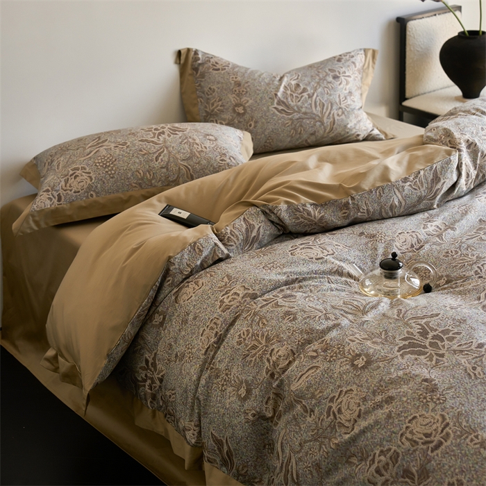 91家纺网 家纺一手货源 找家纺 鹿班家居 2024新款100支长绒棉系列——古堡印象 场景二（标准会员-20） 麦穗色