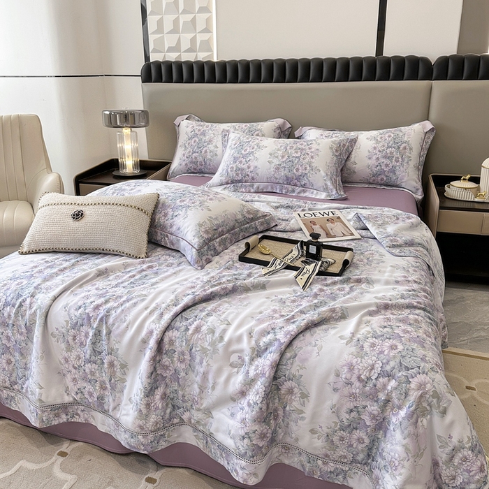 91家纺网 家纺一手货源 找家纺 娇逸家居 2024新款40天丝莫代尔镂空款夏凉被（第二批） 伯利兹-紫