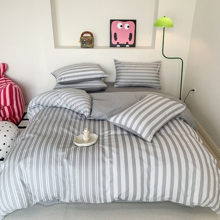 澳萝拉 2024新款全棉条纹大版四件套 椰子灰
