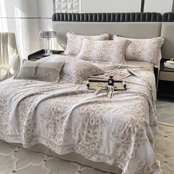 91家纺网 家纺一手货源 找家纺 娇逸家居 2024新款40天丝莫代尔镂空款夏凉被（第二批） 伯利兹-咖