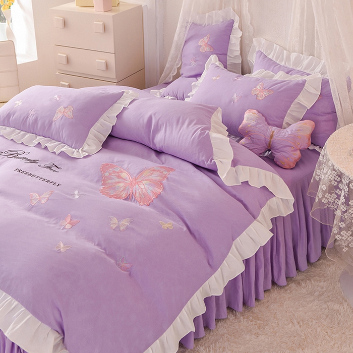 91家纺网 家纺一手货源 找家纺 （总）绒世界 2024四季款云锦棉刺绣绣花四件套-羽蝶系列