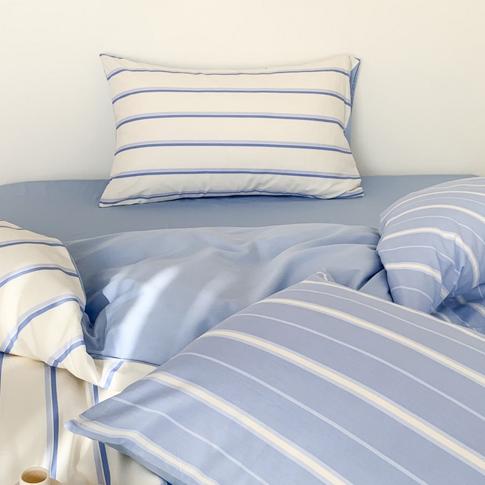 91家纺网 家纺一手货源 找家纺 澳萝拉 2024新款全棉条纹大版四件套 海盐奶盖