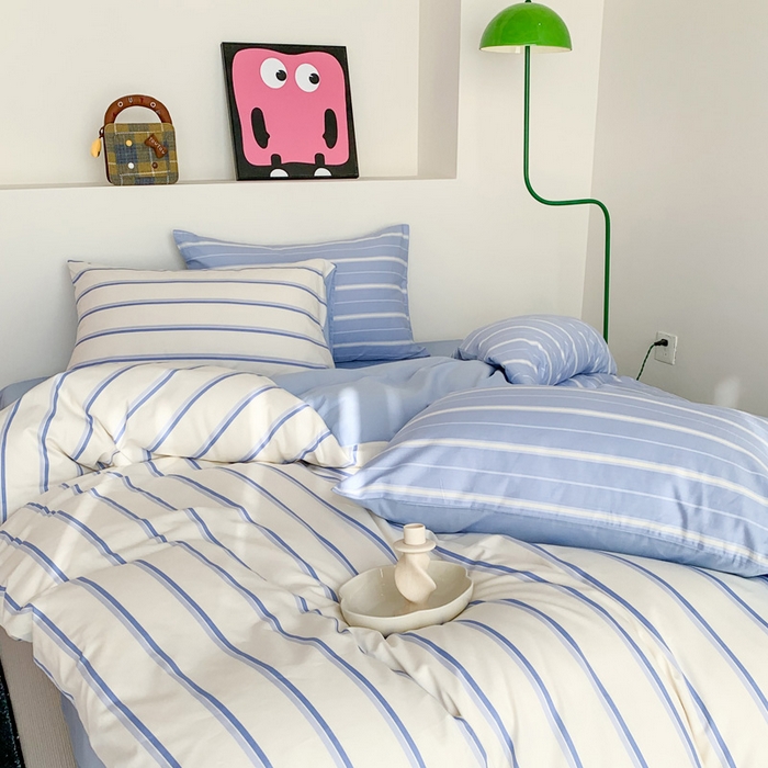 91家纺网 家纺一手货源 找家纺 （总）澳萝拉 2024新款全棉条纹大版四件套