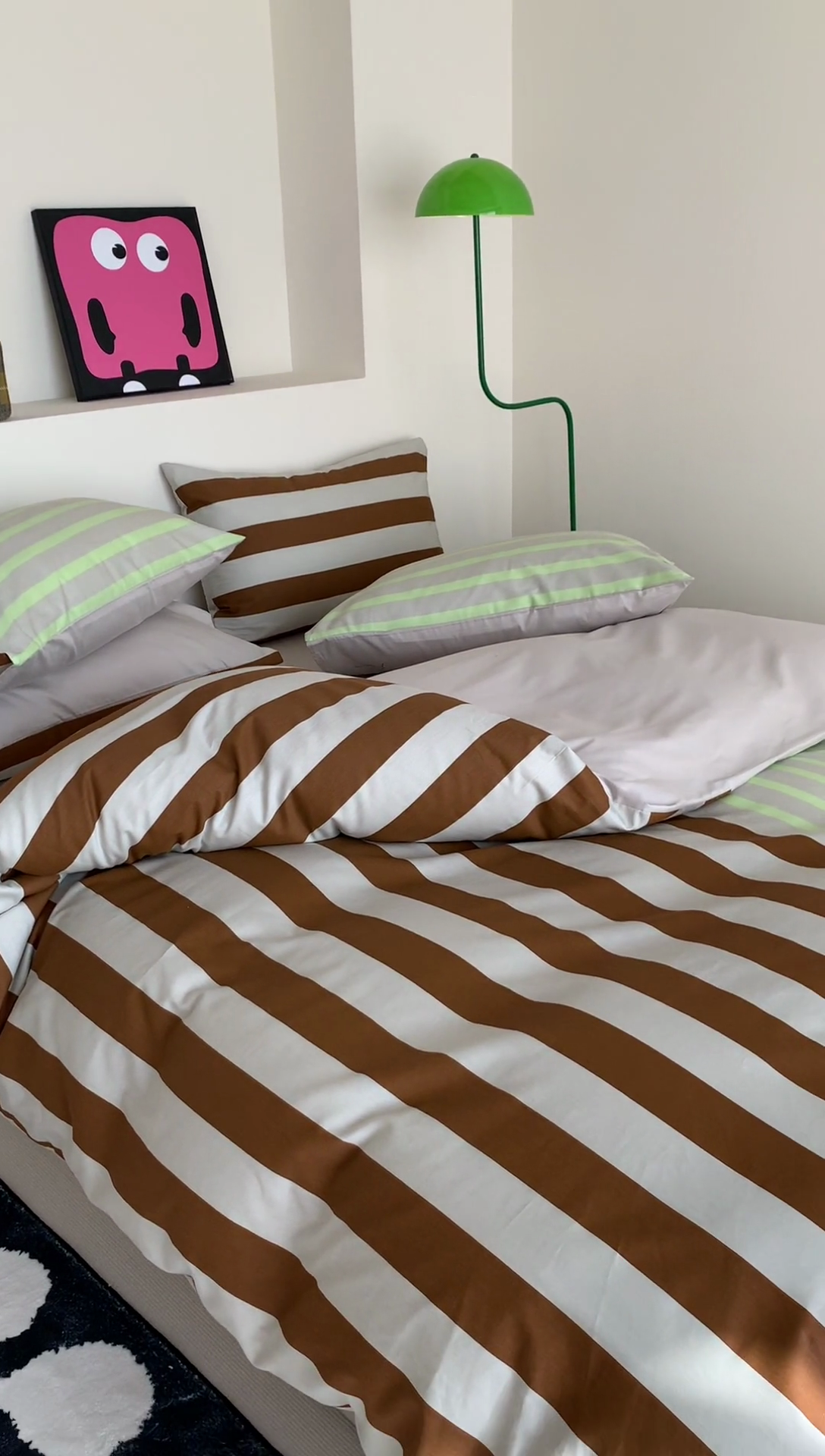 91家纺网 家纺一手货源 找家纺 澳萝拉 2024新款全棉条纹大版四件套 焦糖玛奇朵