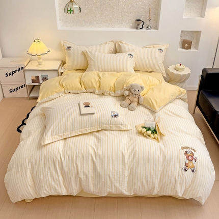 娜娜 2024新款全棉色织水洗棉套件 维尼熊-黄