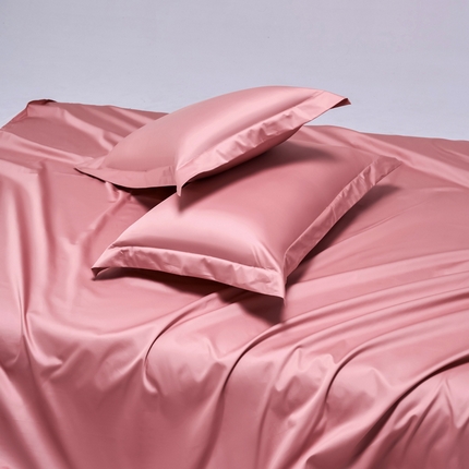 91家纺网 家纺一手货源 找家纺 锦彩家居  2025新款50*50支纯色长绒棉单品枕套 豆沙粉