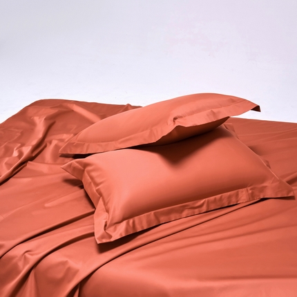 91家纺网 家纺一手货源 找家纺 锦彩家居  2025新款50*50支纯色长绒棉单品枕套 复古红